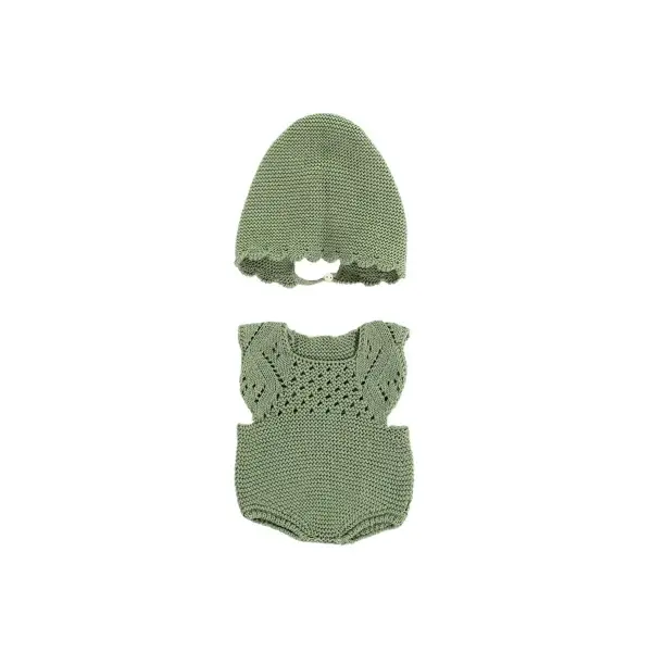 [70264] CONJUNTO ROPA DE PUNTO PELELE Y GORRO 40cm
