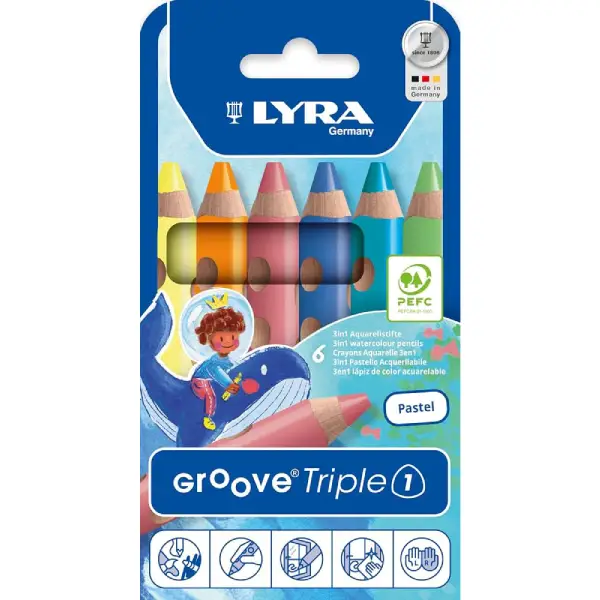 LÁPIZ LYRA GROOVE TRIPLE 1 6 COLORES